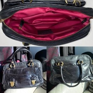 Coach Poppy Black Calfskin Pushlock Satchel